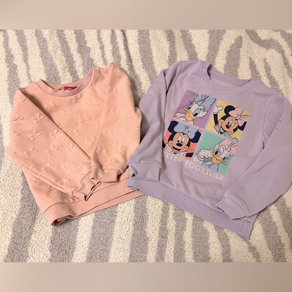Toddler Girls Minnie Mouse Sweatshirt Bundle of 2, Size 5T, Pink and Purple, GUC